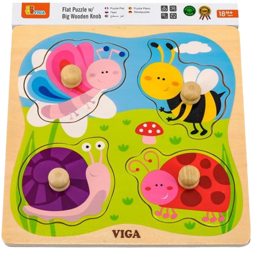 Фото - Пазлы и мозаики VIGA Дерев'яна рамка-вкладиш  Toys Комахи 4 елементи  (50131)