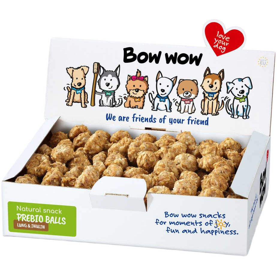 Ласощі для собак Bow wow натуральні в'ялені кульки з легенями та інуліном 900 г - фото 1