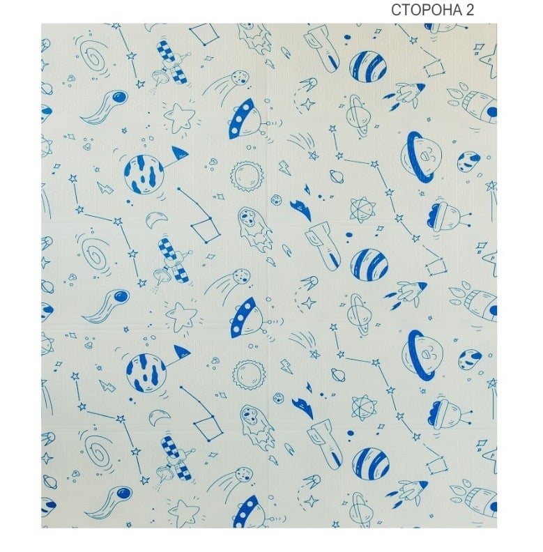 Дитячий двосторонній складаний килимок Poppet Світ тварин і Графічний космос, 200х180 см (PP004-200) - фото 3