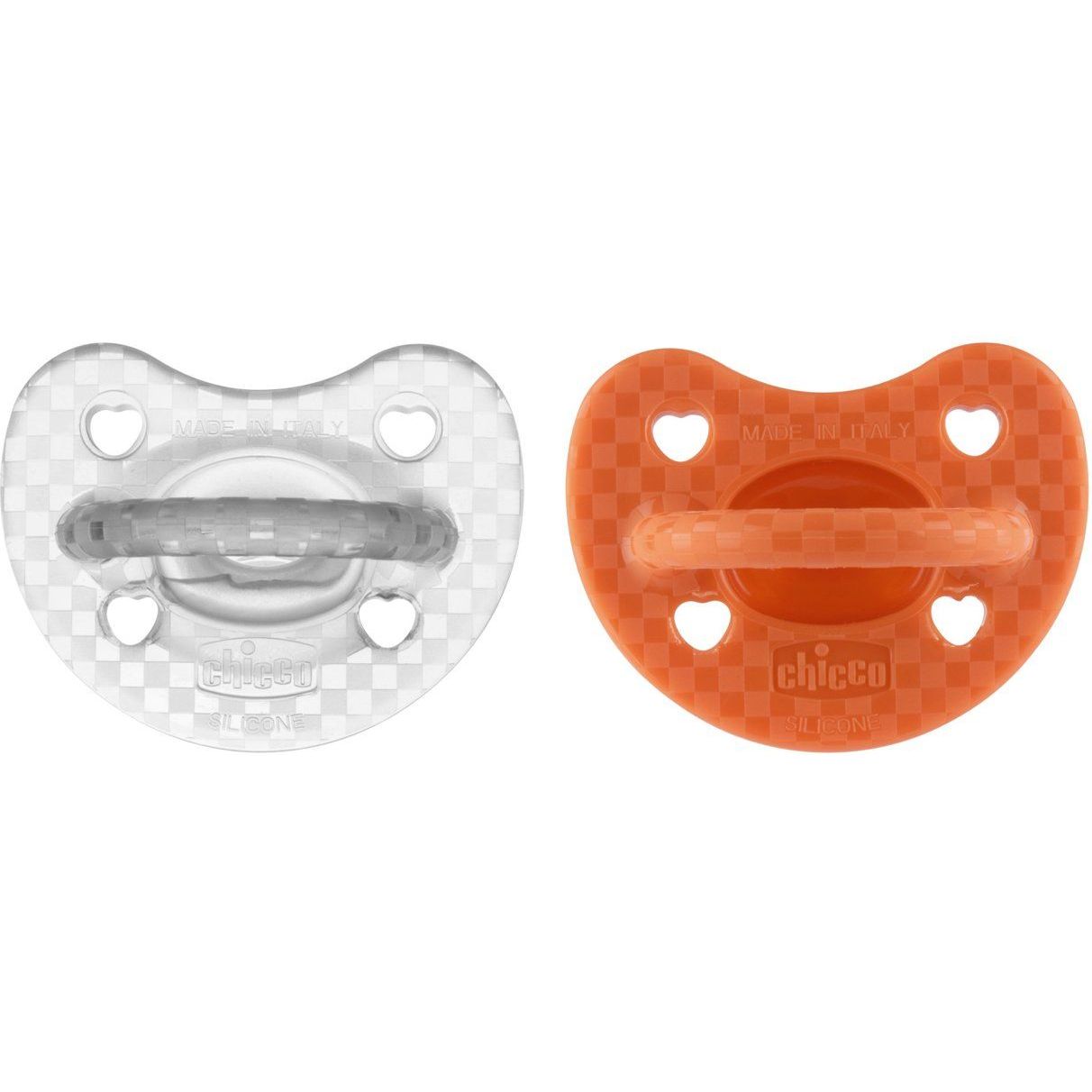 Пустышка Chicco PhysioForma Luxe силикон 16-36 мес. 2 шт. оранжевая и прозрачная (73035.31) - фото 1