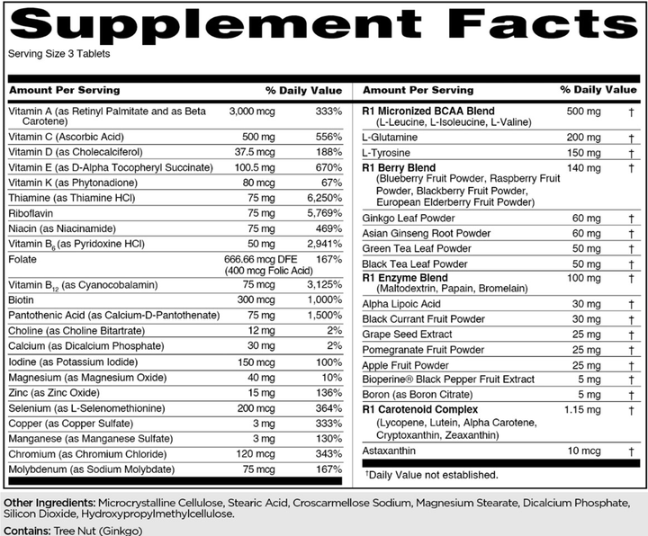 Спортивні вітаміни для чоловіків Rule 1 Men's Train Daily Sports Multi-Vitamin 180 таблеток - фото 3