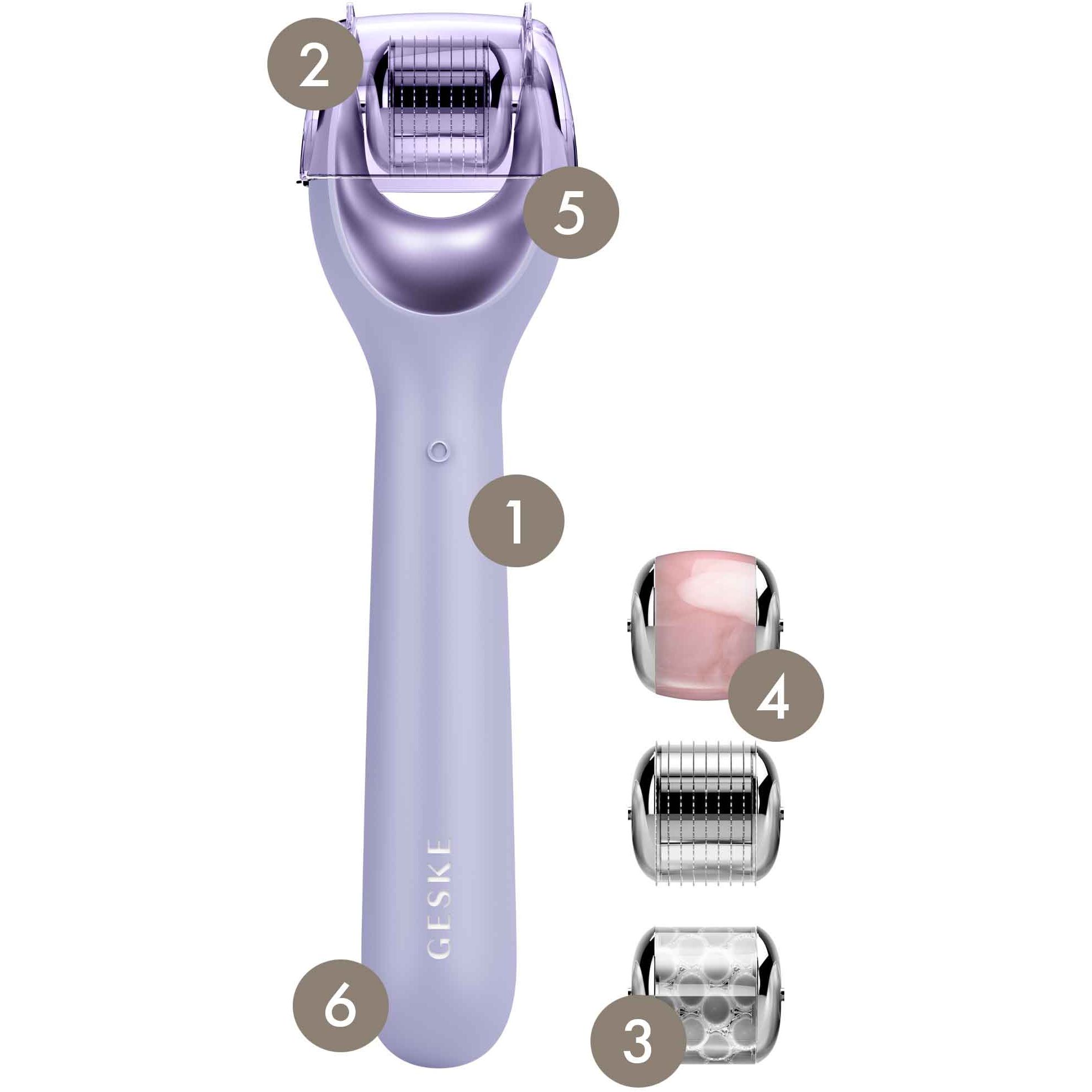 Електронний ролик для обличчя з мікроголками GESKE MicroNeedle Face Roller 9 в 1 фіолетовий - фото 4