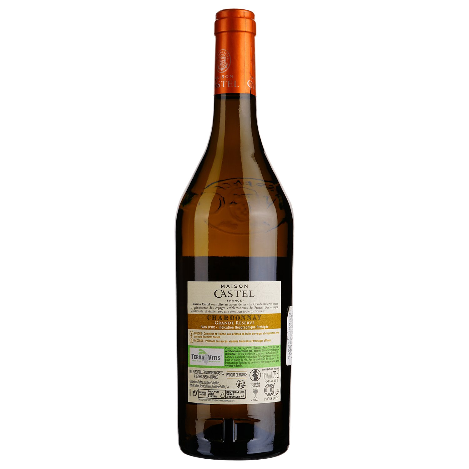 Вино Maison Castel Grande Reserve Chardonnay Igp Pays D'oc, белое, сухое, 0,75 л (917838) - фото 2