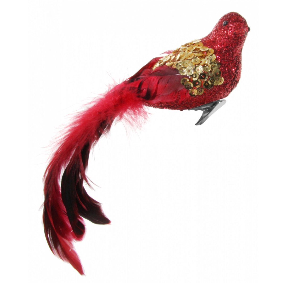 Украшение Shishi Птичка блестящая, 22 см, красный (58454) - фото 1