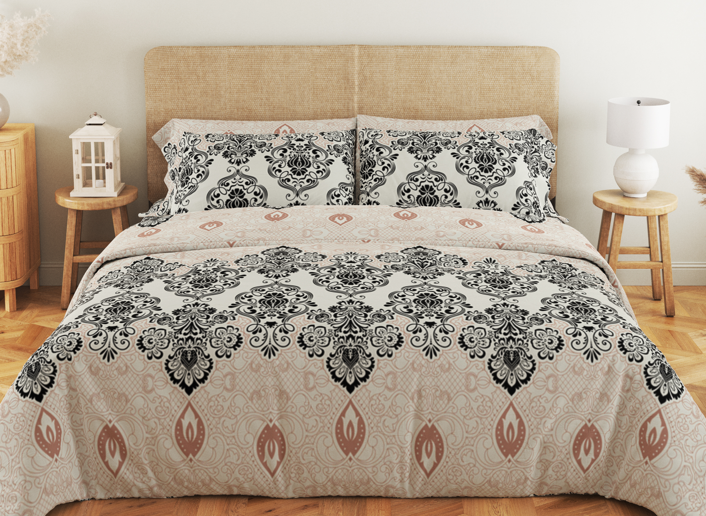 Комплект постельного белья ТЕП Soft dreams Turkish семейный черный с бежевым (2-03860_25324) - фото 1