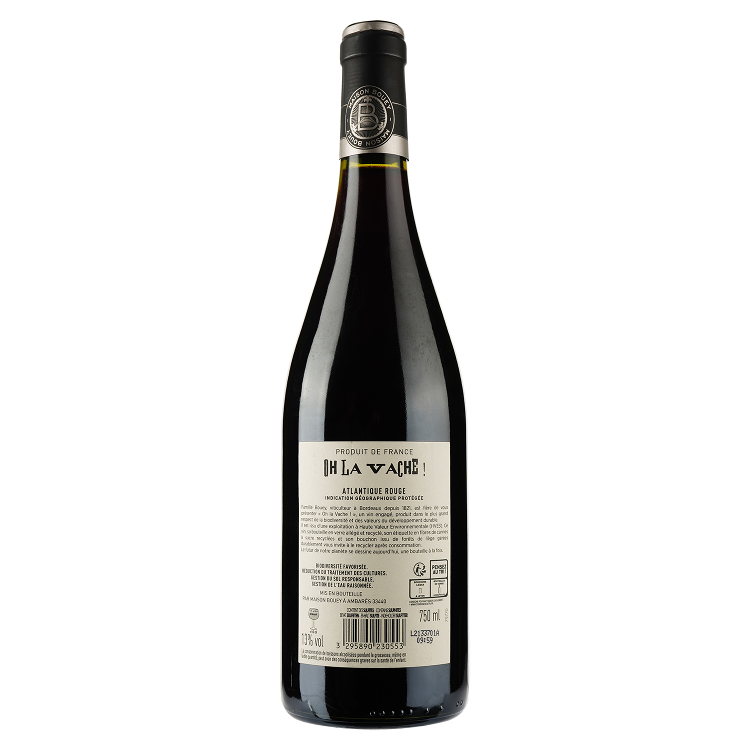 Вино Oh la Vache Atlantique, красное, сухое, 12%, 0,75 л (480095) - фото 2