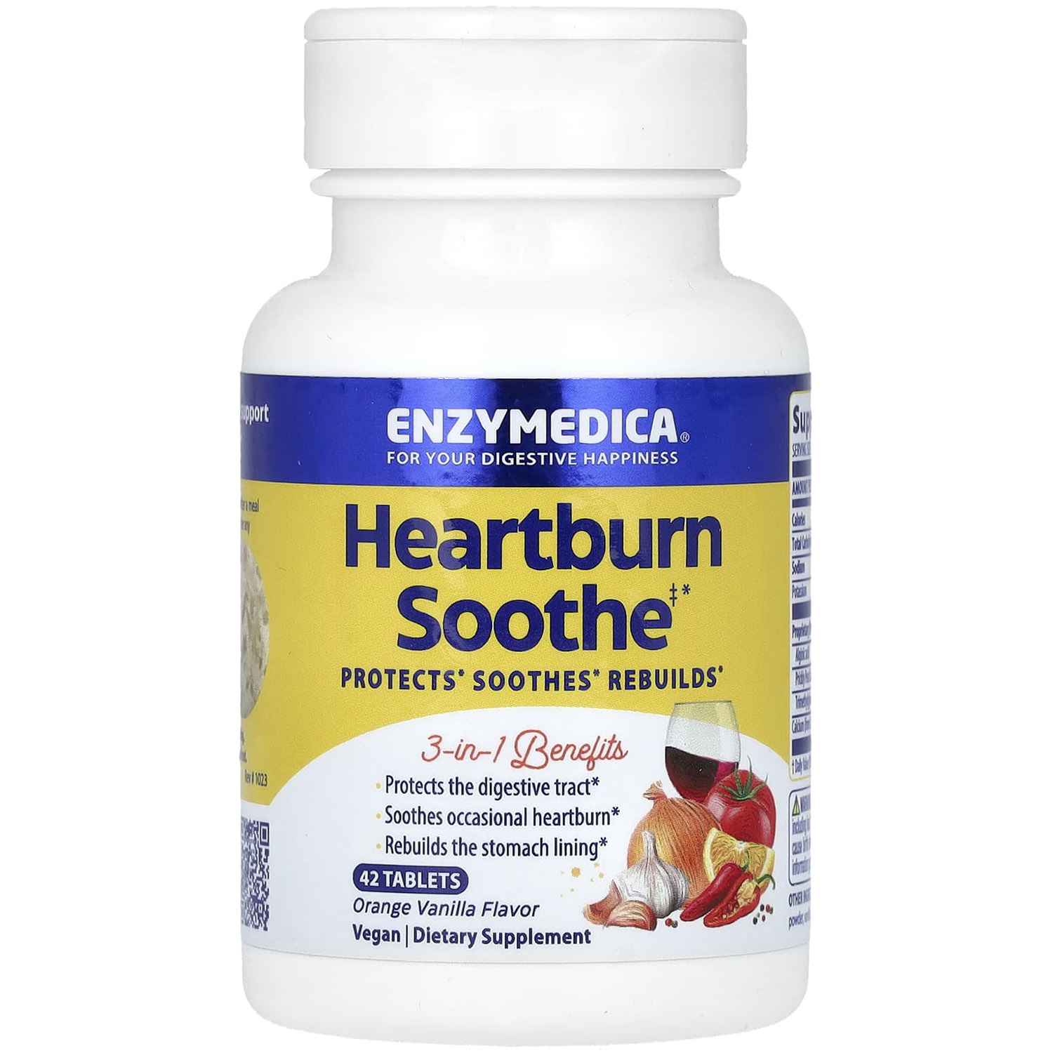 Комплекс для полегшення печії Enzymedica Heartburn Soothe зі смаком апельсину та ванілі 42 жувальні таблетки - фото 1