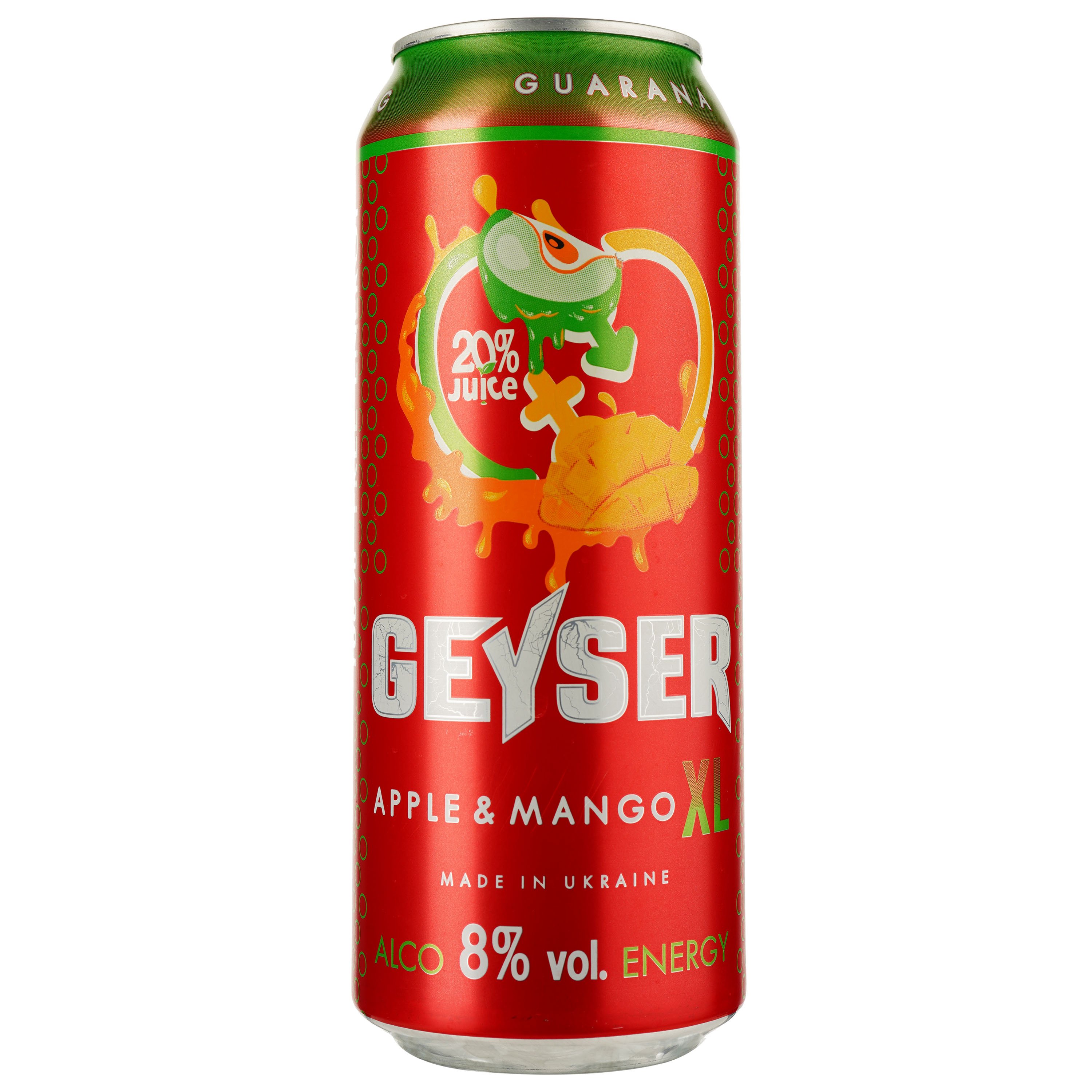 Напиток слабоалкогольный энергетический Geyser Аpple&Mango сильногазированный 8% 0.5 л ж/б - фото 1