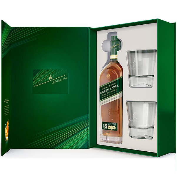Виски Johnnie Walker Green label, 43 %, 0,7 л + 2 бокала - фото 2