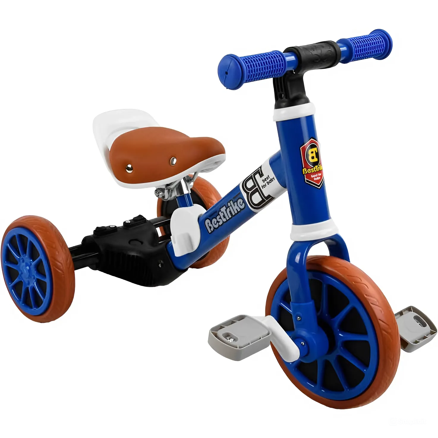 Трехколесный детский велосипед-велобег Best Trike 2в1 51x23x19 см синий 000231939 - фото 1