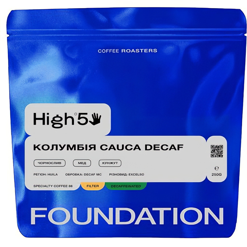 Кофе в зернах Foundation High5 Колумбия Cauca Decaf 250 г - фото 1