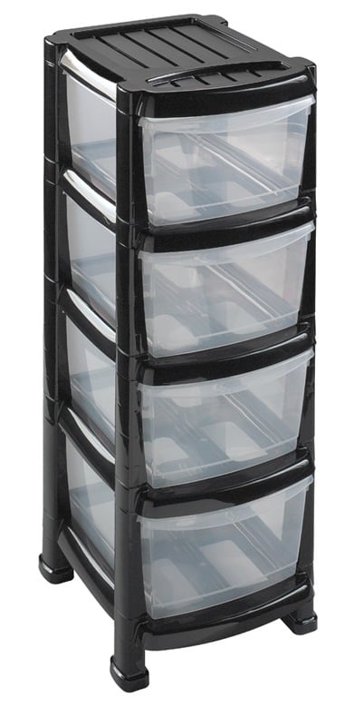 Комод-органайзер пластиковый с 4 выдвижными лотками Heidrun Professional, 29х38х78 см, черный (1521) - фото 1