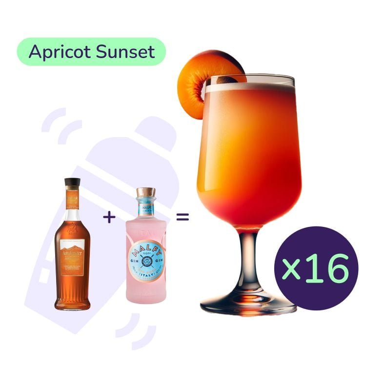 Коктейль Apricot Sunset (набір інгредієнтів) х16 на основі Арарат Apricot - фото 1