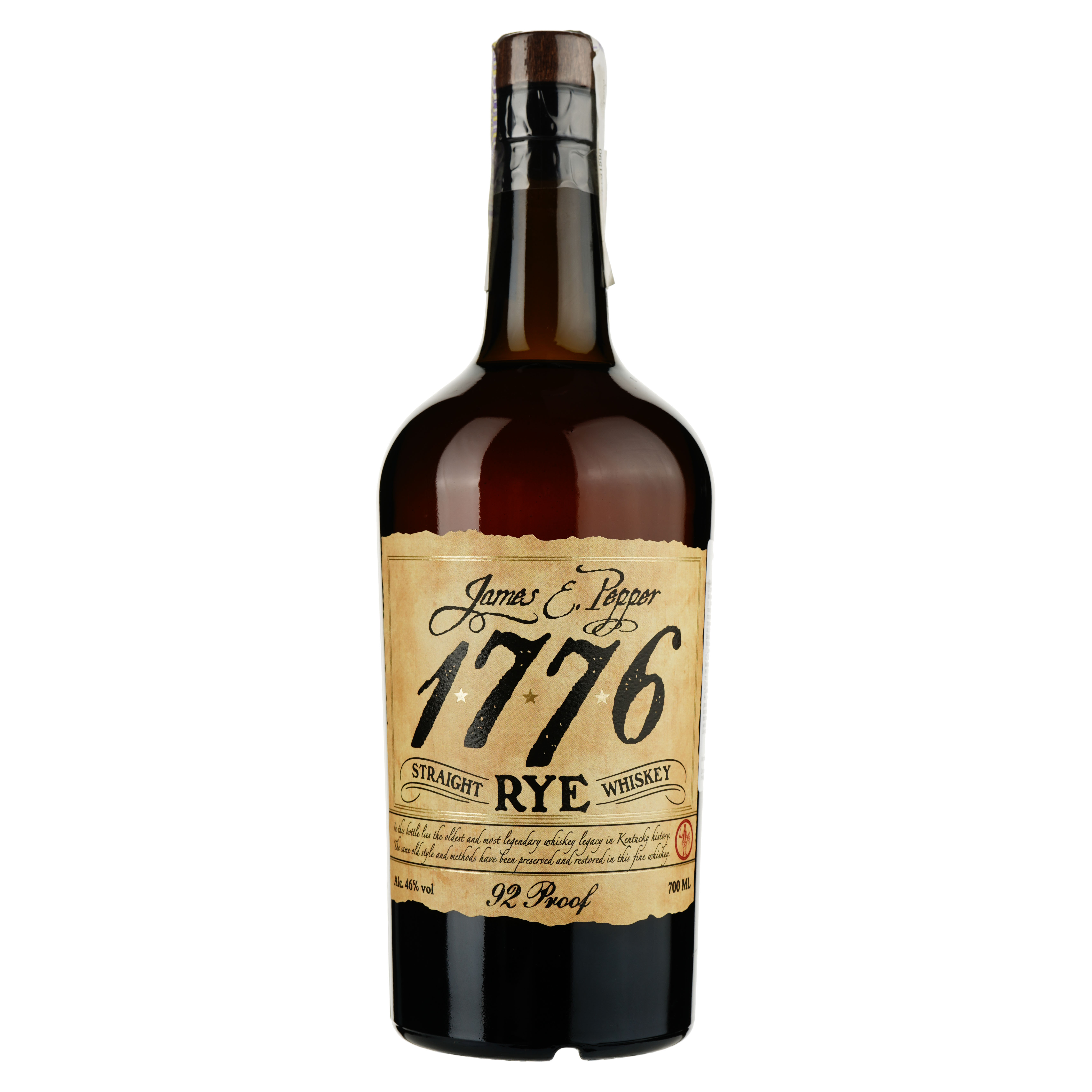 Виски James E. Pepper 1776 Straight Rye Whiskey, 46%, 0,7 л - фото 1