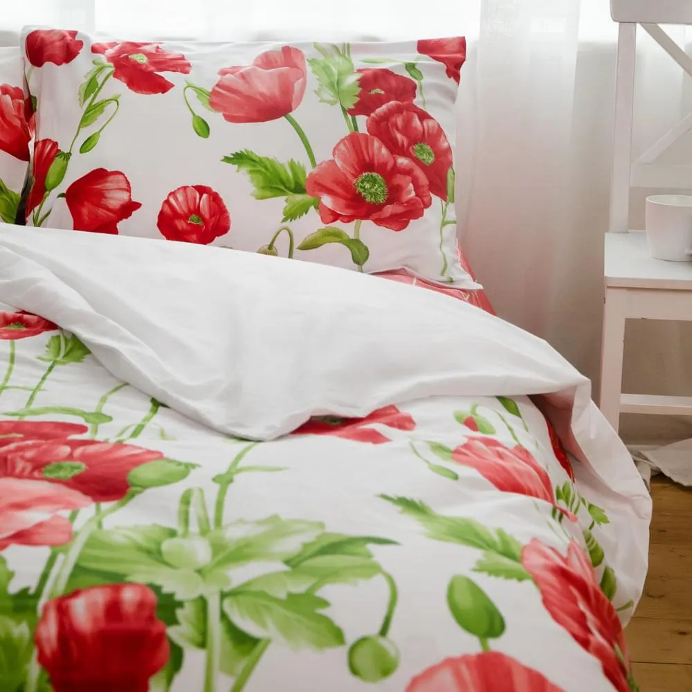 Комплект постельного белья ТЕП Happy Sleep 707 Маковый Букет евро красный с белым (2-03796_24714) - фото 4