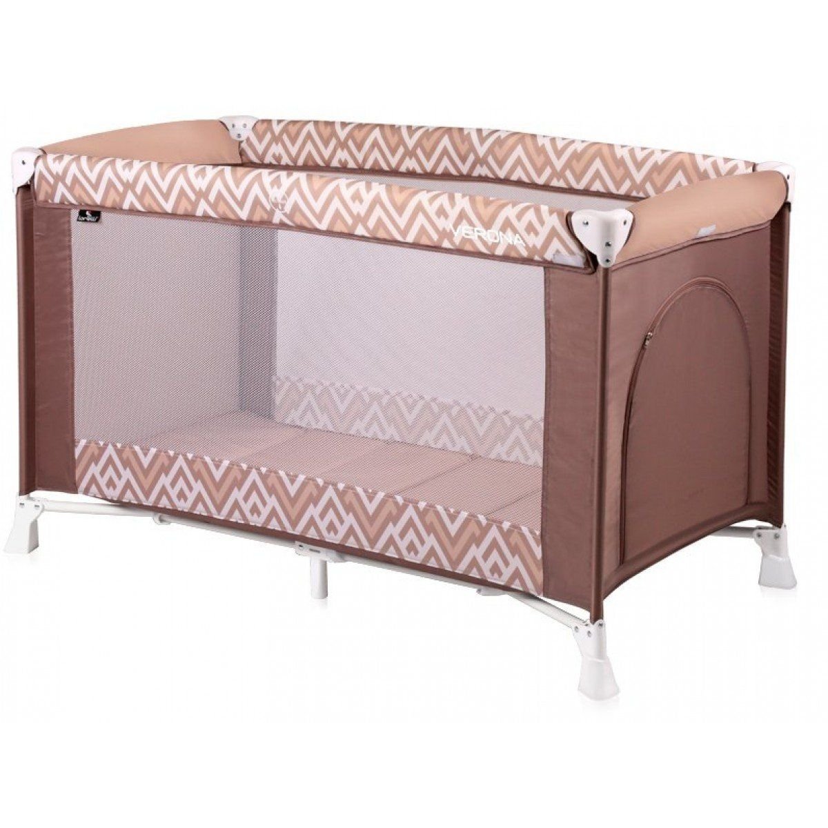 Манеж-ліжечко Lorelli Verona 1L Вrown beige lines, коричневий (22057) - фото 1