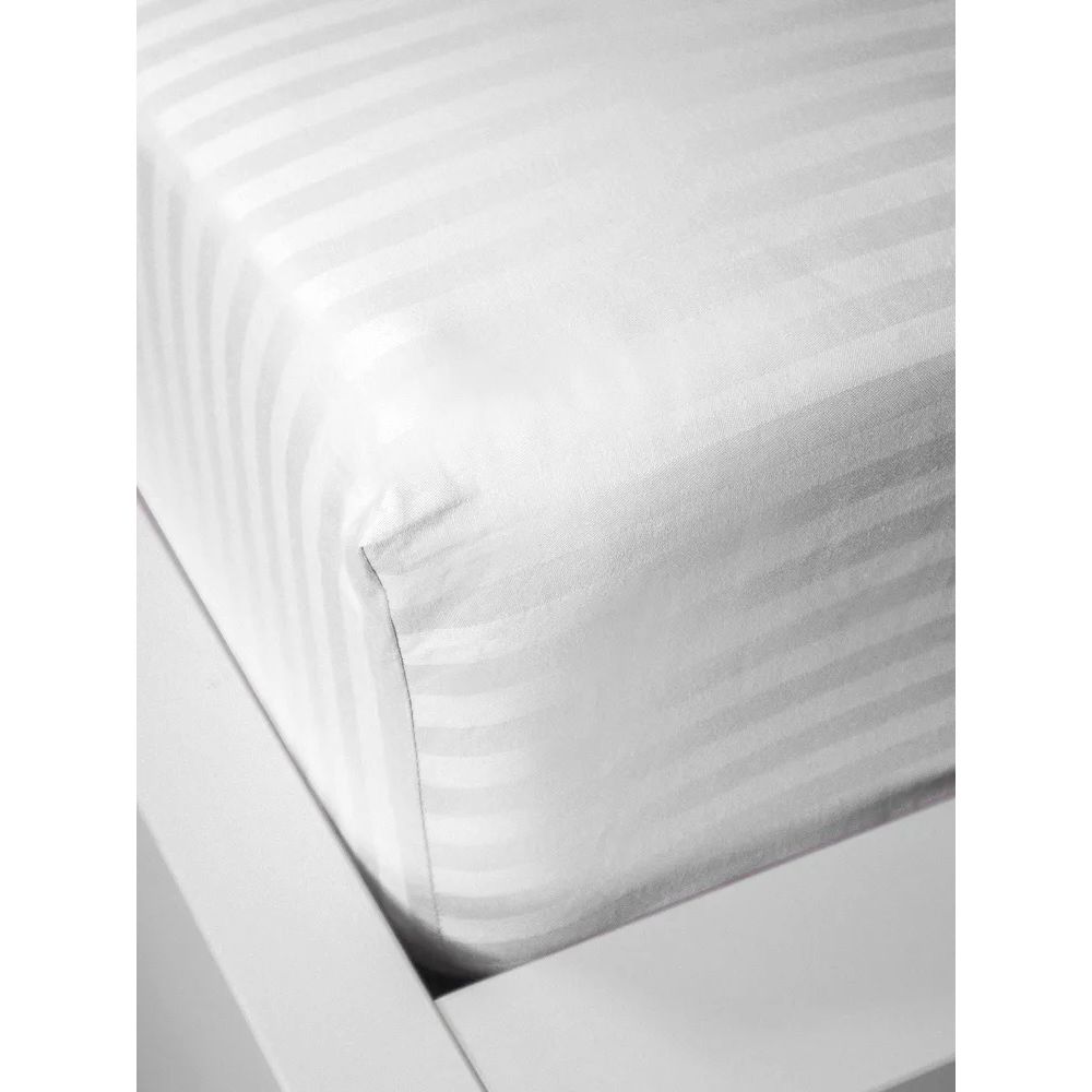 Простирадло на резинці LightHouse Sateen Stripe White 200х160 см біле (603890) - фото 6