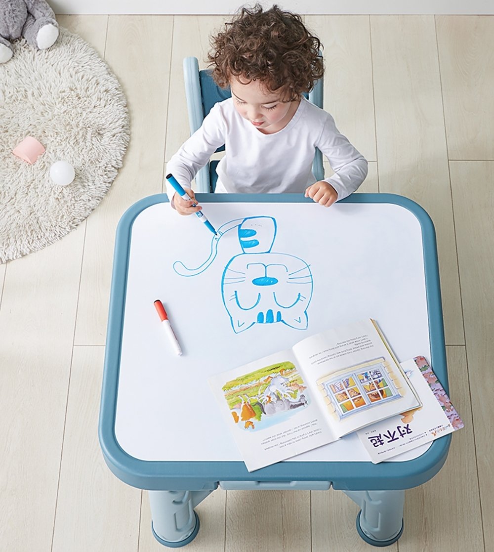 Детский функциональный столик и два стульчика Poppet Монохром, синий (PP-001M) - фото 8