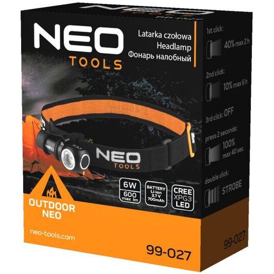 Фонарь налобный аккумуляторный Neo Tools (99-027) - фото 6