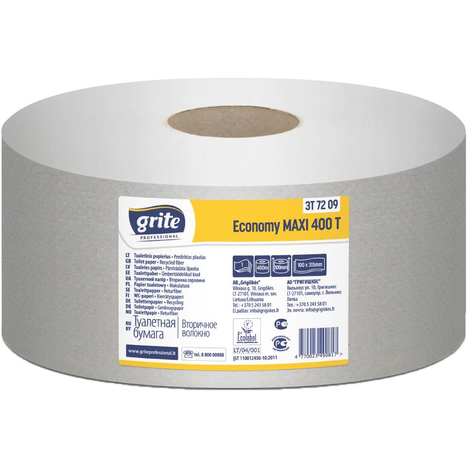 Туалетний папір Grite Economy Maxi Джамбо 400 одношаровий 6 рулонів (3TGECO3106) - фото 1