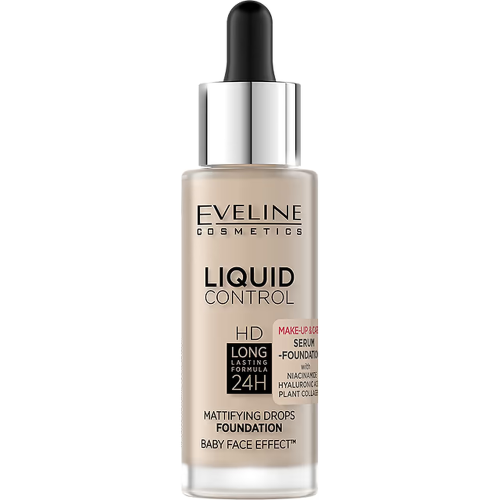 Рідка тональна основа Eveline Cosmetics Liquid Control HD 010 Light Beige 32 мл - фото 1