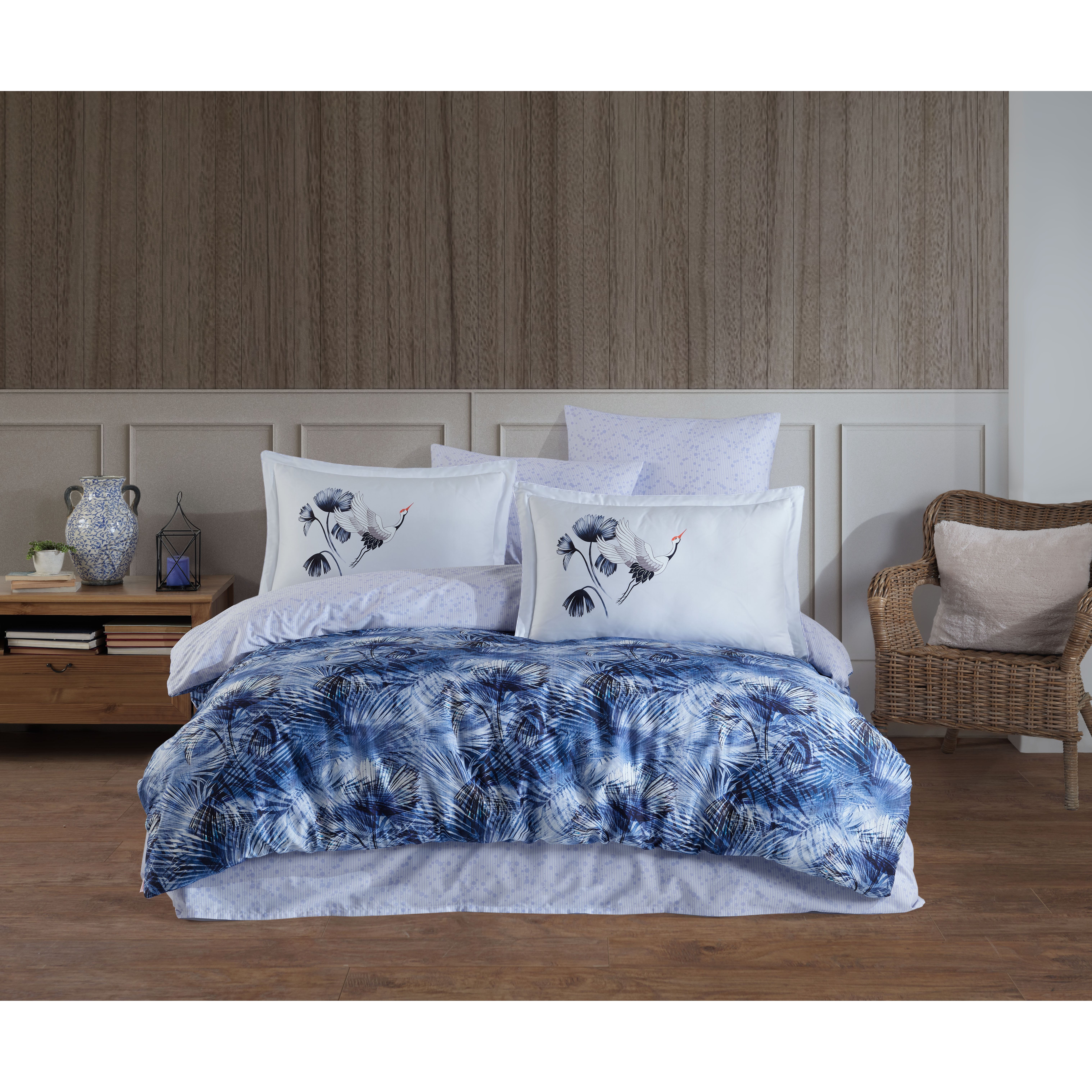 Комплект постельного белья Hobby Premium Sateen Lilian евро синий (606518_2,0) - фото 2