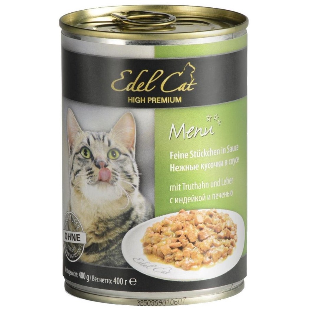 Влажный корм для кошек Edel Cat, индейка и печень в соусе, 400 г (1000316/173015) - фото 1