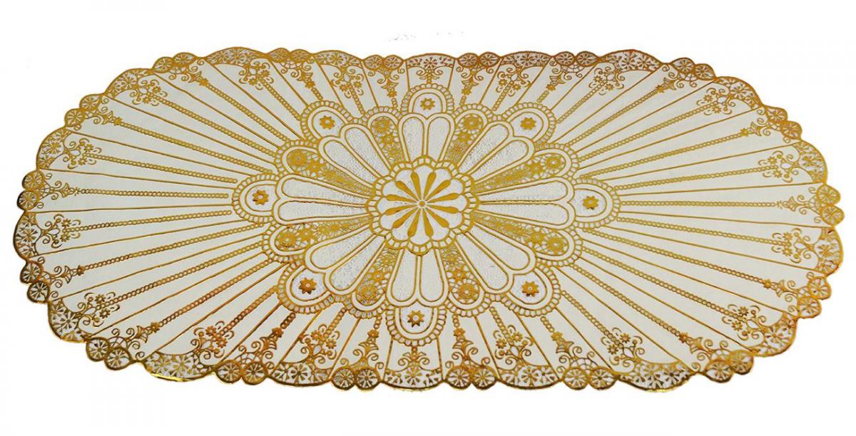 Овальная салфетка Supretto, с золотым декором, 83х40 см (5156) - фото 1