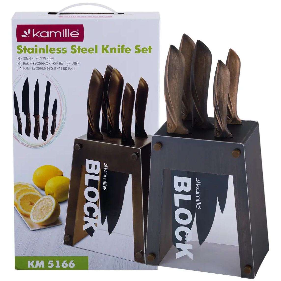 Набір кухонних ножів Kamille: 5 ножів + підставка 5166 (KM-5166) - фото 10