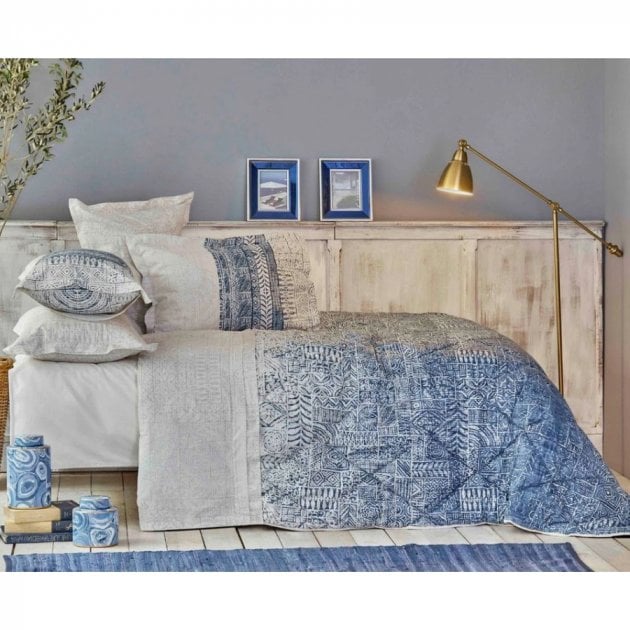 Набор постельное белье с одеялом Karaca Home Marea mavi, евро, голубой, 5 предметов (svt-2000022291163) - фото 1