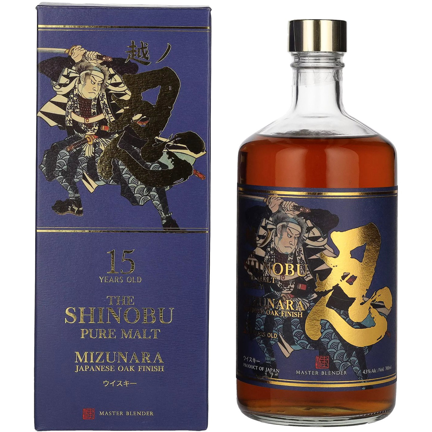 Виски Shinobu 15 yo Pure Malt Japanese Whisky 43% 0.7 л в подарочной упаковке - фото 1