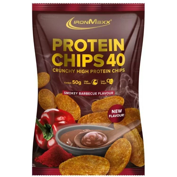 Протеїнові чипси IronMaxx Protein Chips 40 Барбекю 50 г - фото 1