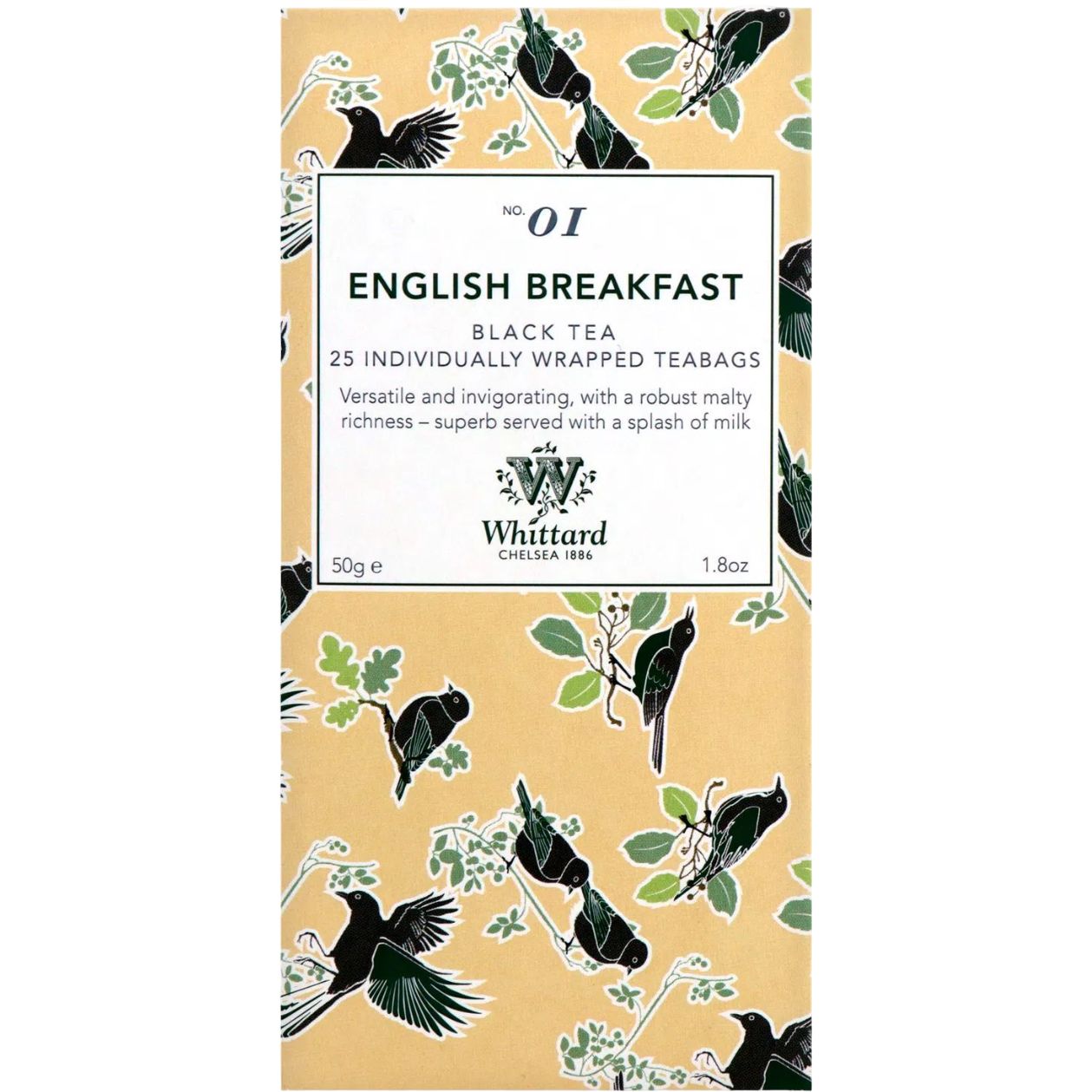 Чай черный Whittard Английский завтрак 50 г (25 шт. х 2 г) (725576) - фото 1