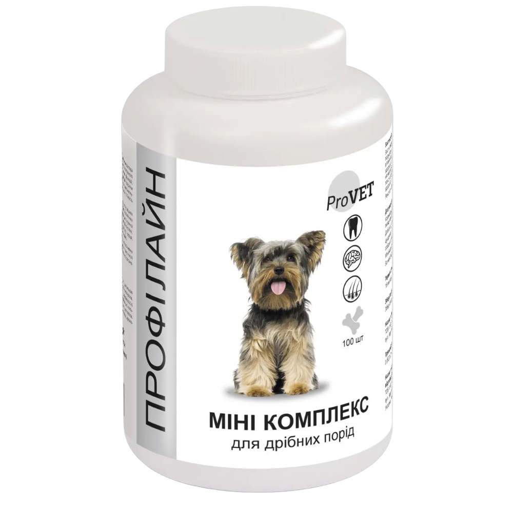 Вітамінно-мінеральна добавка для собак ProVET Профілайн Міні комплекс, 100 таблеток, 123 г (PR241881) - фото 1