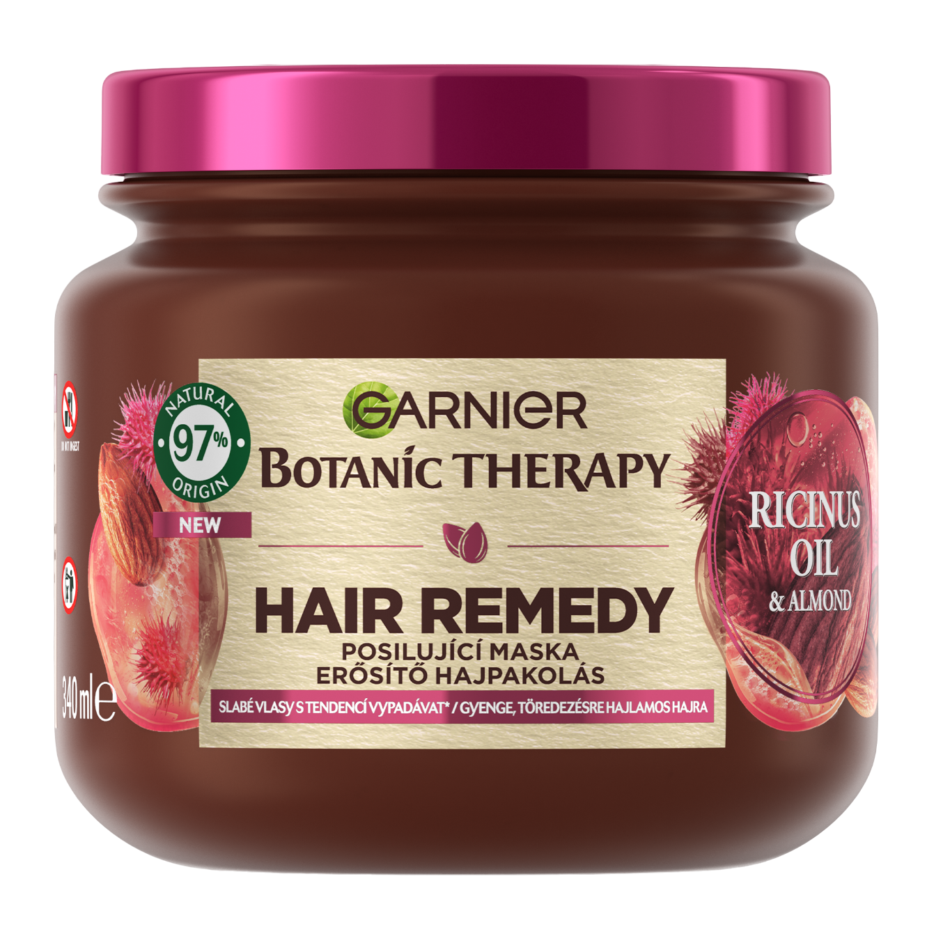 Маска Garnier Botanic Therapy Ricinus Oil & Almond Зміцнююча для слабкого, схильного до випадання волосся 340 мл - фото 1