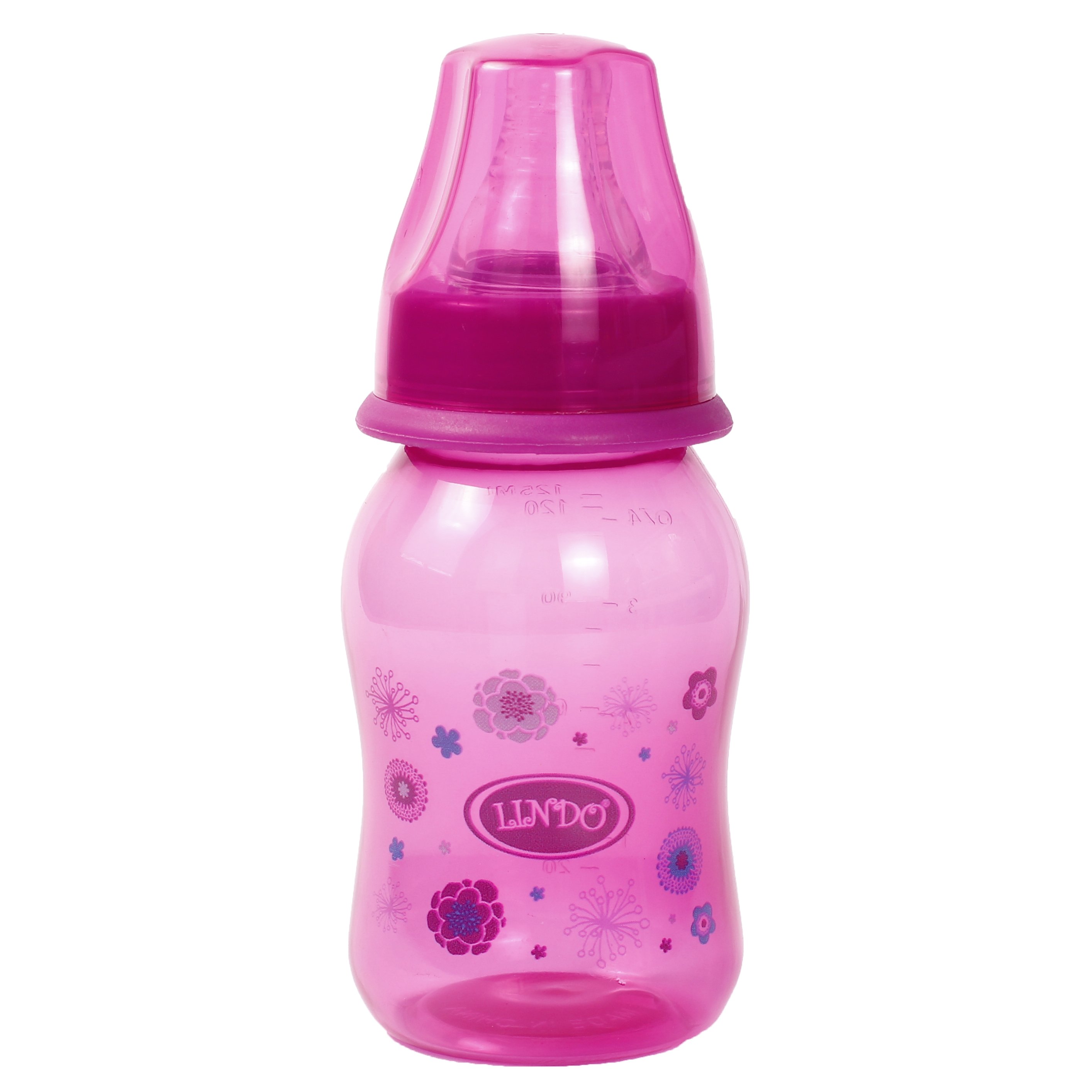 Пляшечка для годування Lindo, вигнута, 125 мл, фіолетовий (Li 132 фіол) - фото 1