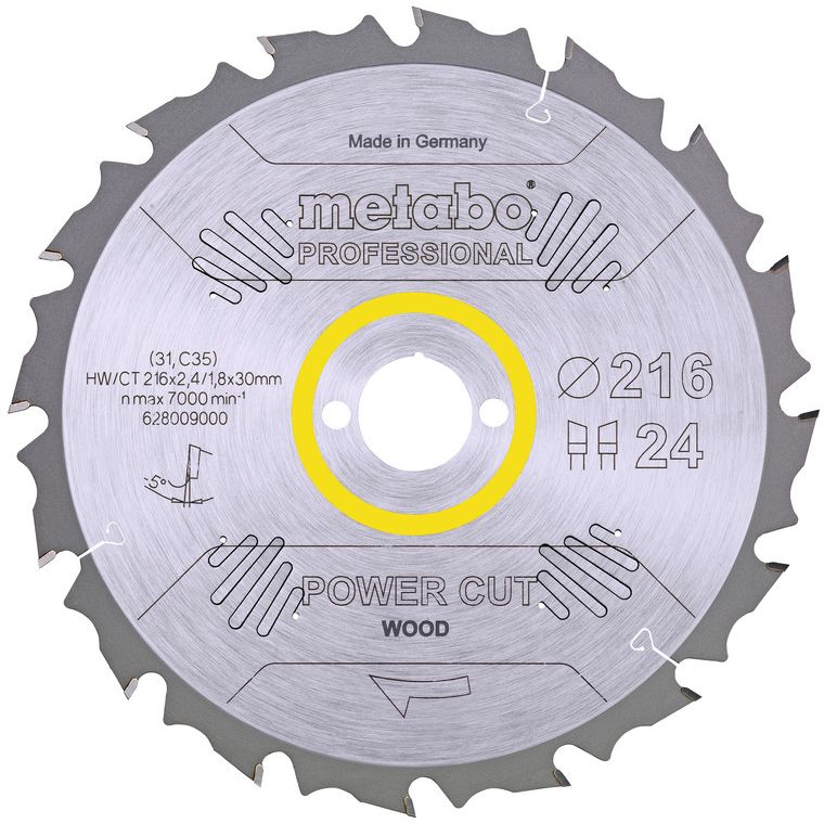Диск пильный Metabo Power Cut Wood Professional 216х30 мм (628009000) - фото 1