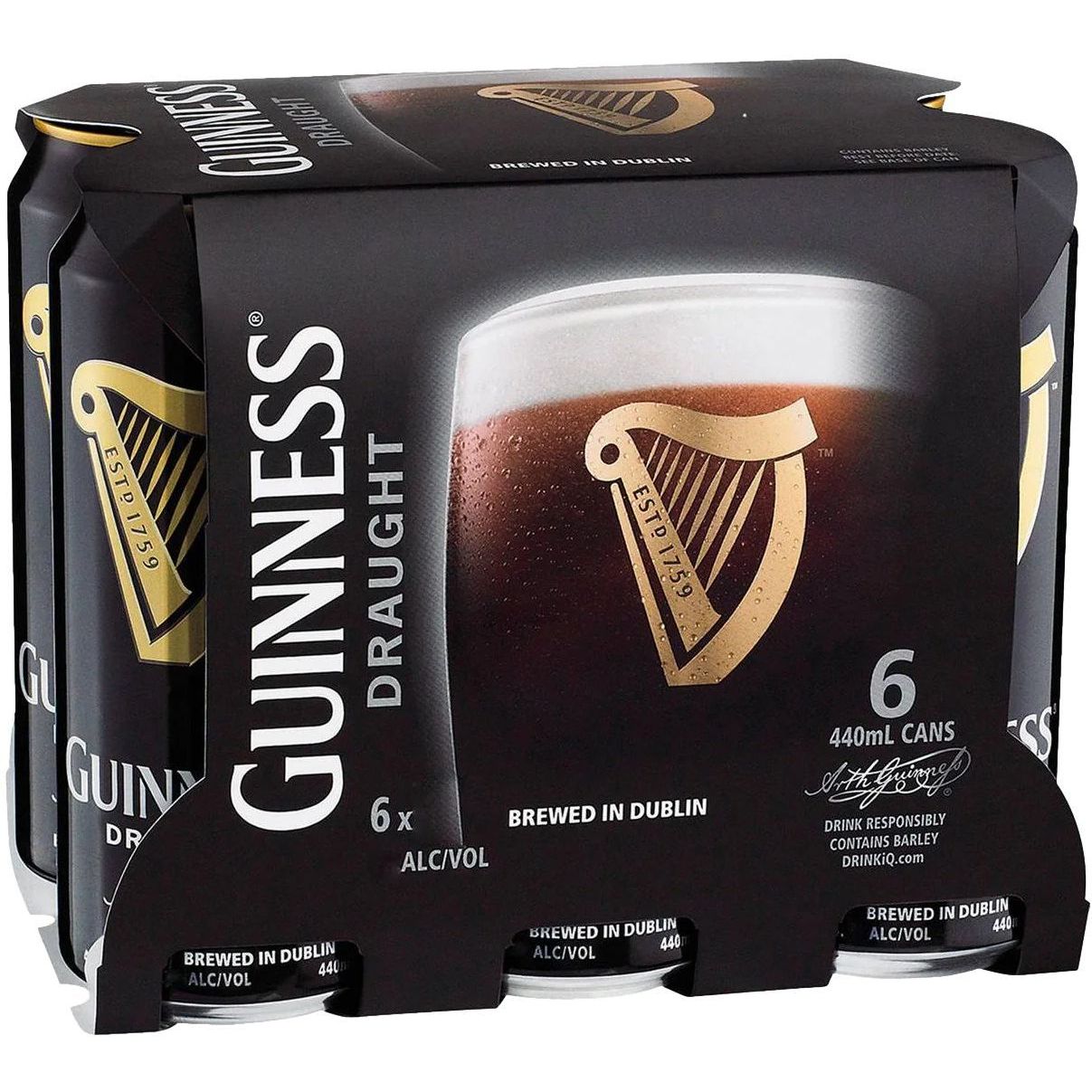 Пиво Guinness Draught темне 4.2% з/б 2.64 л (6 шт. х 0.44 л) - фото 1