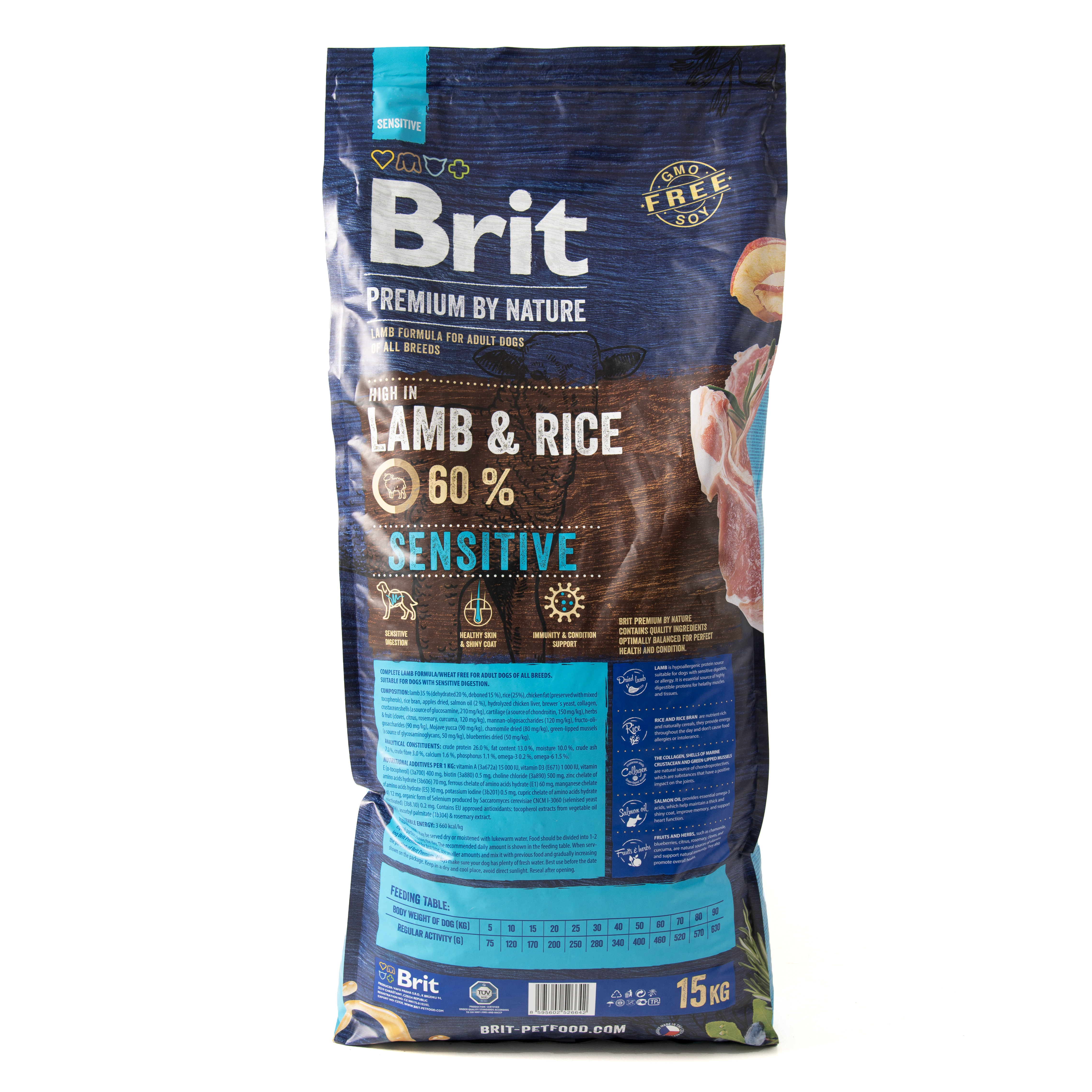 Сухий корм для собак з чутливим травленням Brit Premium Dog Sensitive Lamb, з ягням, 15 кг - фото 3