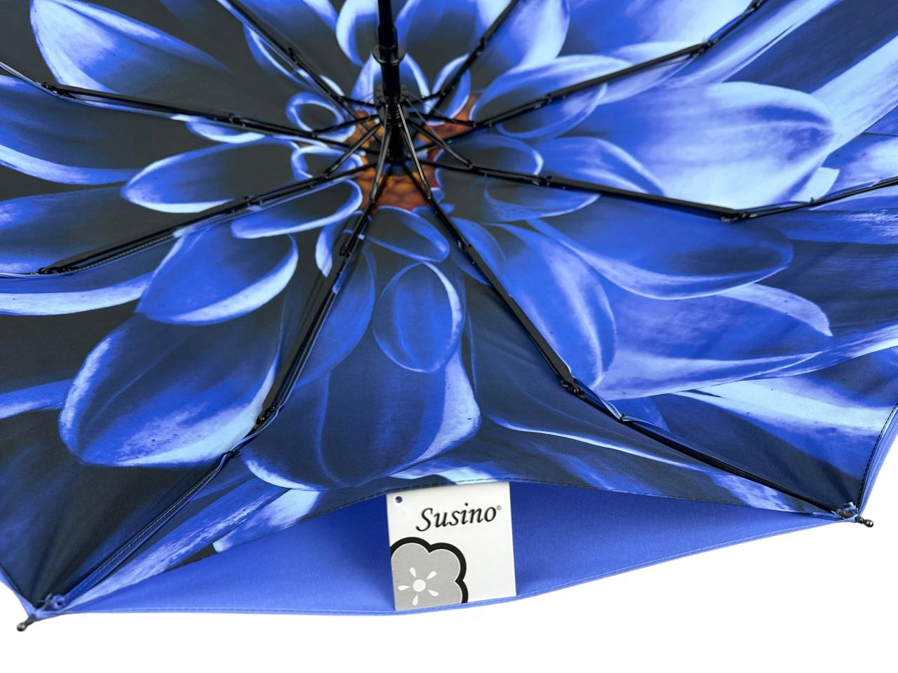 Женский складной зонтик полуавтомат Susino 98 см синий - фото 3
