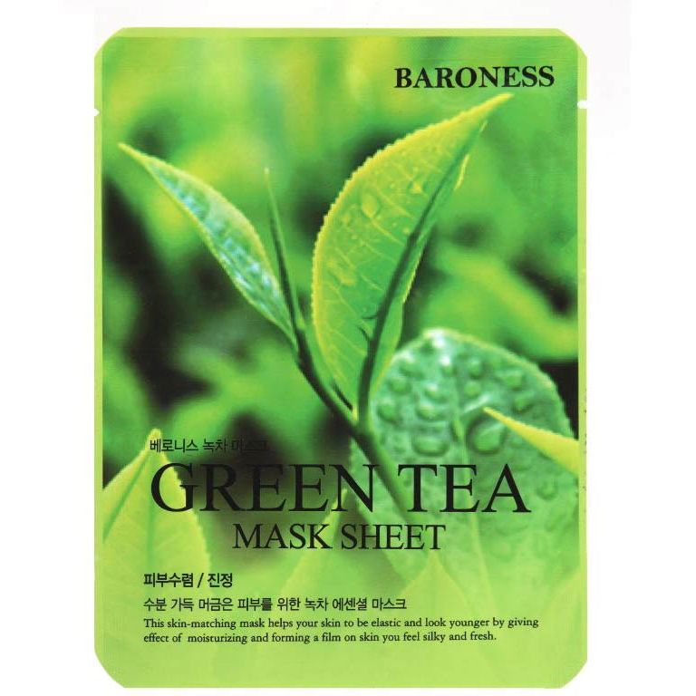 Тканинна маска для обличчя Baroness Green Tea Mask Shee, з екстрактом зеленого чая, 25 мл - фото 1