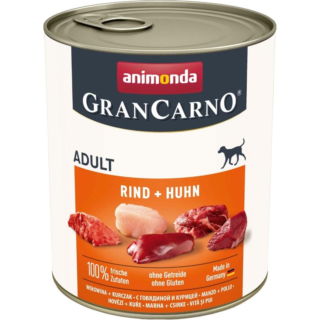 Вологий беззерновий корм для собак Animonda GranCarno Adult Beef + Chicken, з яловичиною та куркою, 800 г - фото 1