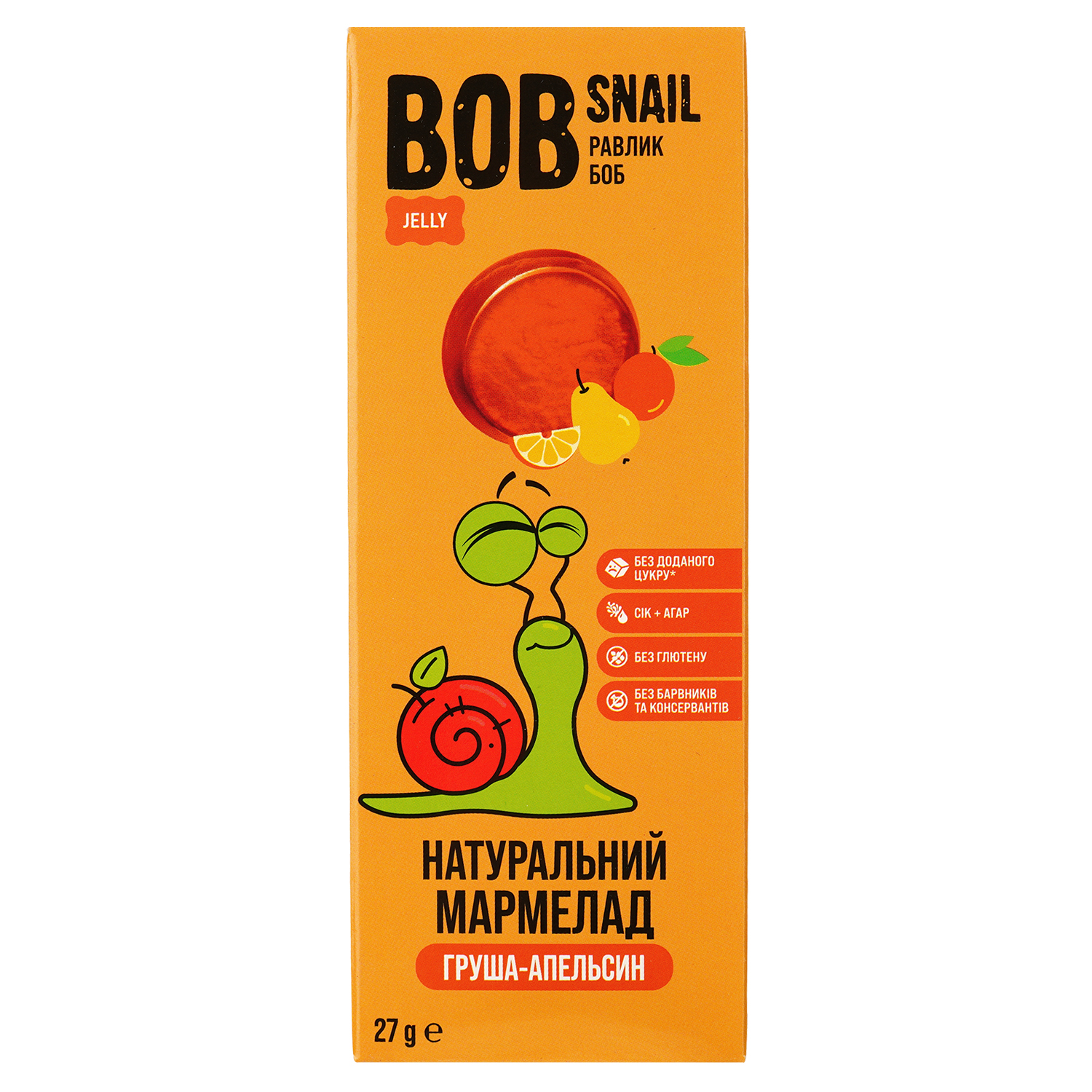 Фруктовый мармелад Bob Snail Груша-Апельсин 27 г - фото 1