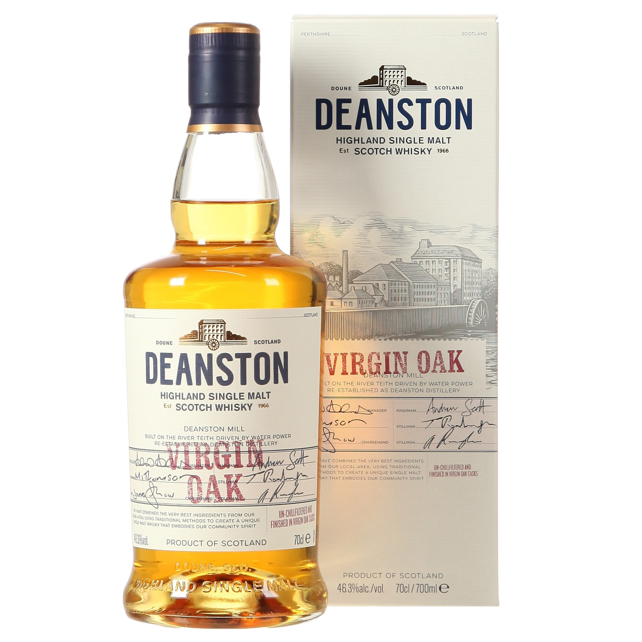 Виски Deanston Virgin Oak Single Malt Scotch Whisky 46.3% 0.7 л в подарочной упаковке - фото 1