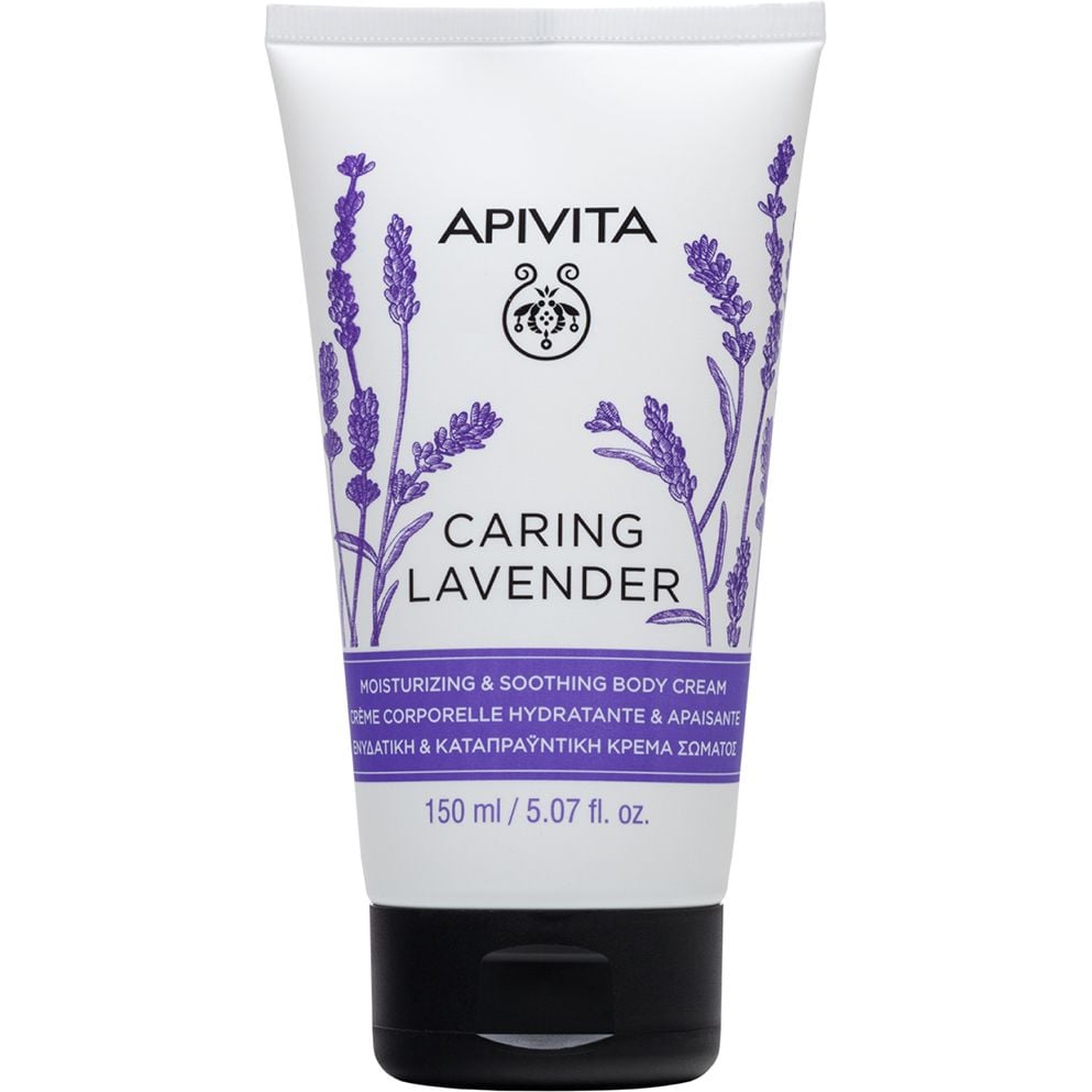 Крем для тіла Apivita Caring Lavender Зволожуючий та заспокійливий, з лавандою, 150 мл - фото 1