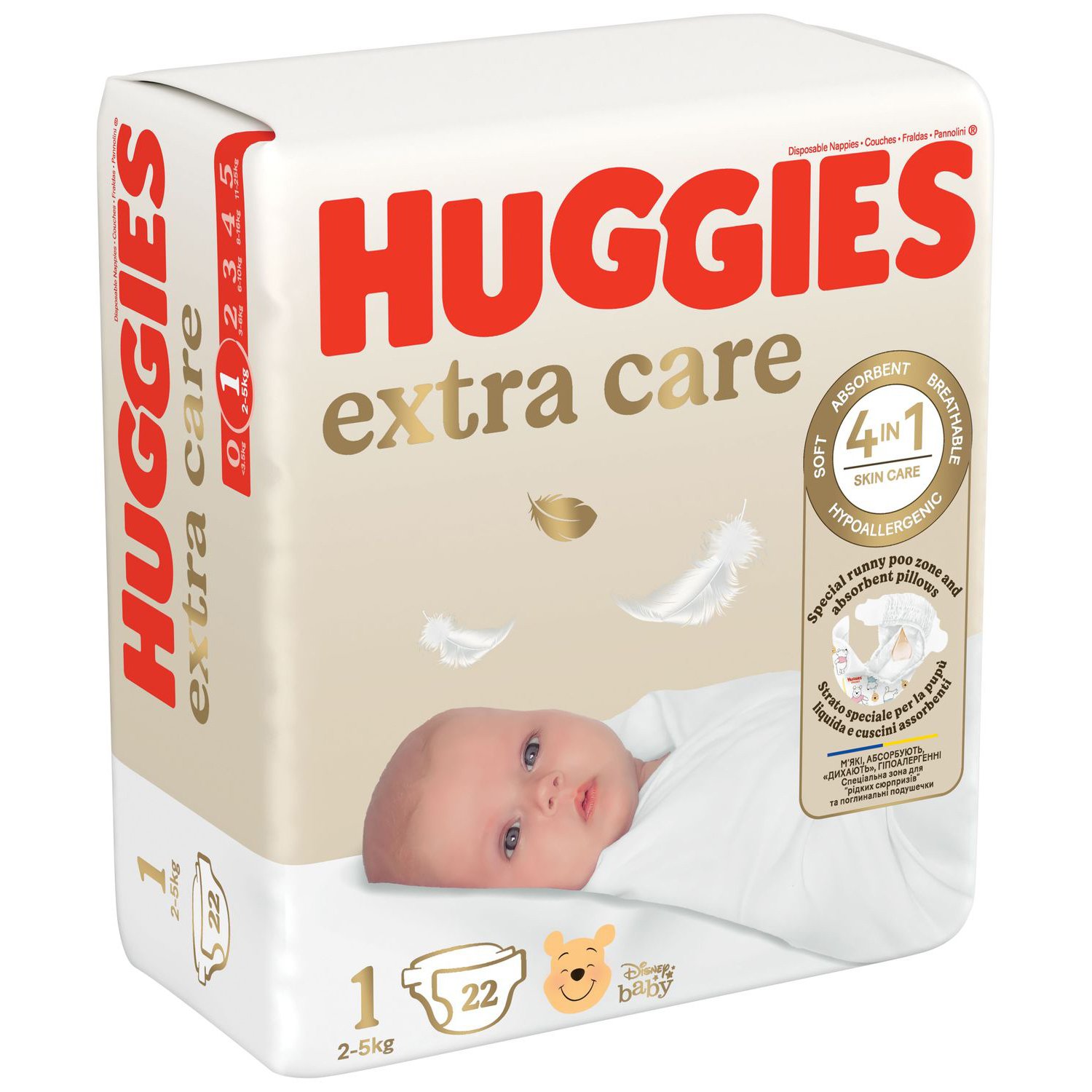 Подгузники Huggies Extra Care 1 (2-5 кг), 22 шт. - фото 1