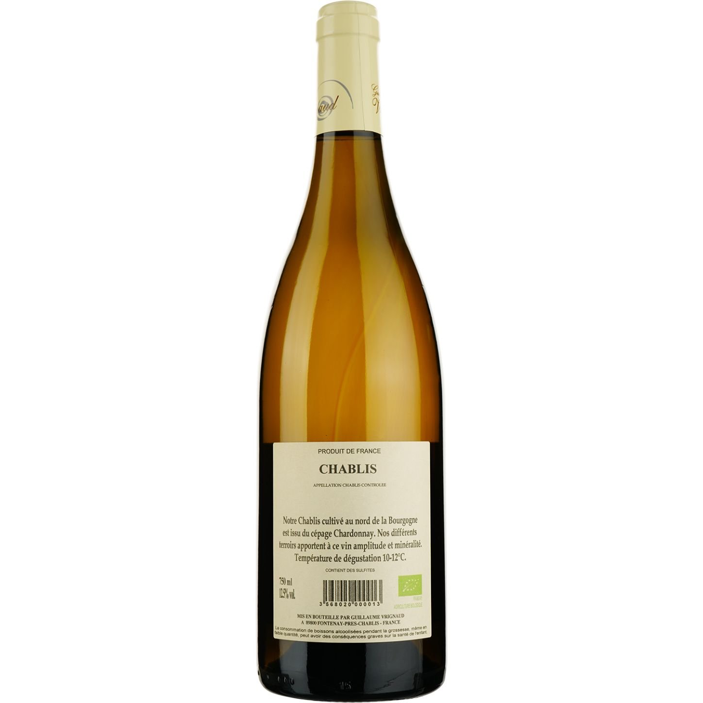 Вино Guillaume Vrignaud Chablis, белое, сухое, 12,5%, 0,75 л (588956) - фото 2
