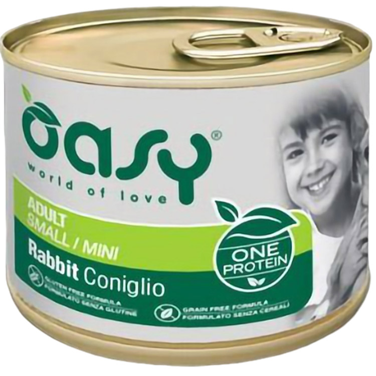 Вологий корм для дорослих собак малих порід Oasy One Protein Adult Small Mini кролик 200 г - фото 1