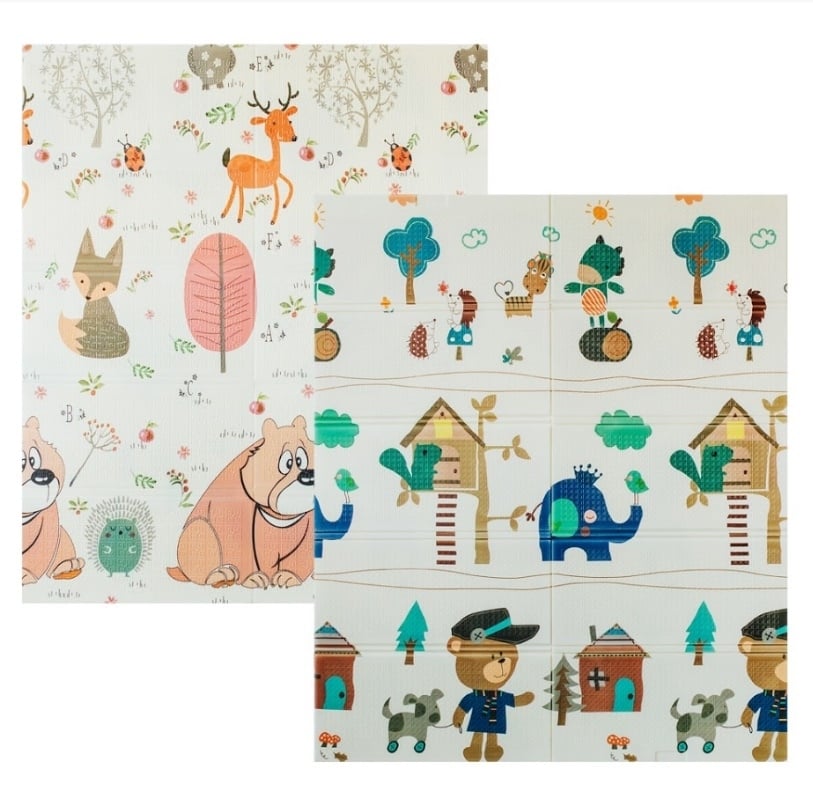 Дитячий двосторонній складаний килимок Poppet Лісові мешканці та Добрі сусіди, 150х180 см (PP008-150) - фото 1