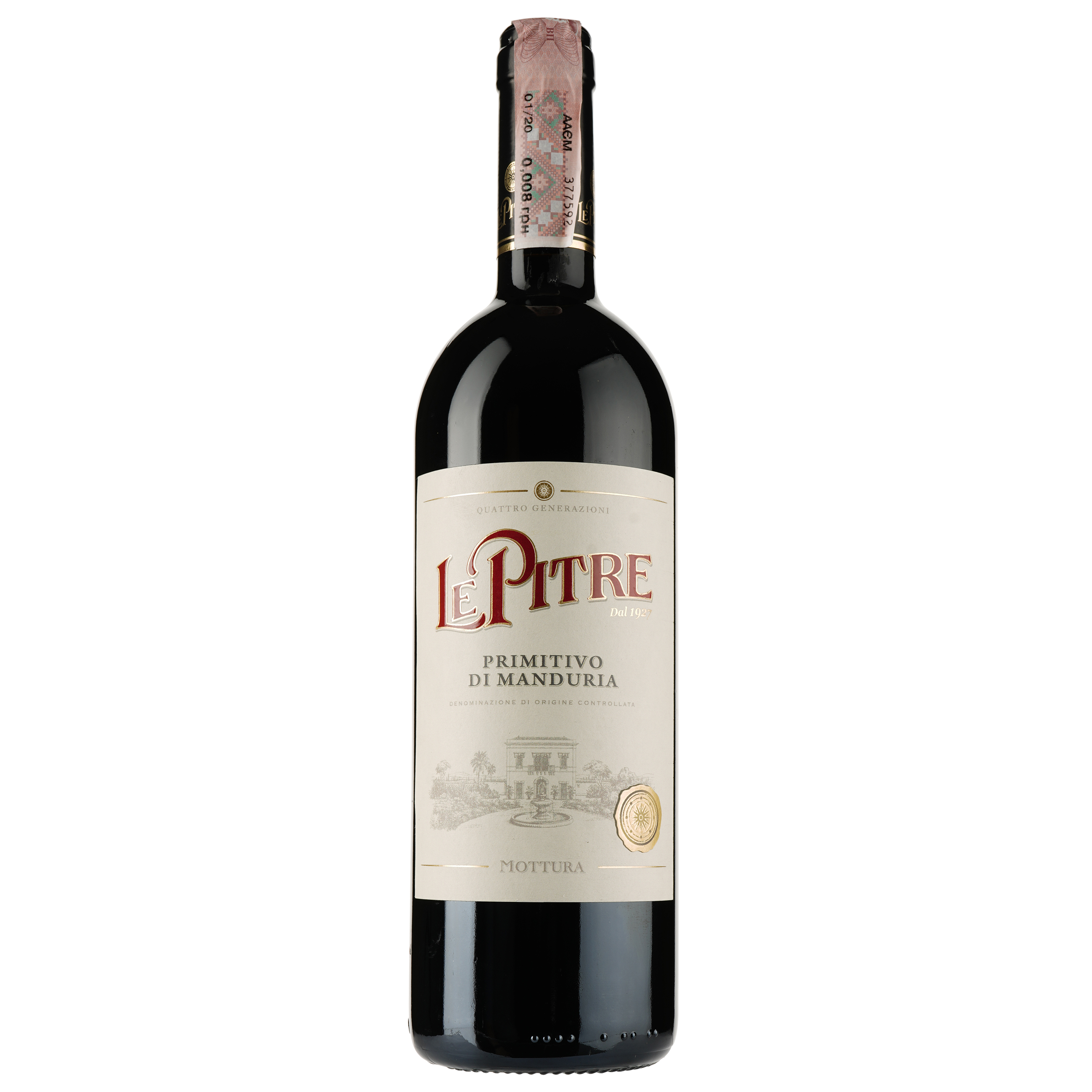 Вино Le Pitre Primitivo di Manduria DOC, червоне, сухе, 14,5%, 0,75 л - фото 1